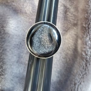Black and sterling silver Druzy ring